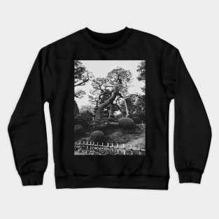 Black and White Shot of Old Trees in Japanese Garden Crewneck Sweatshirt